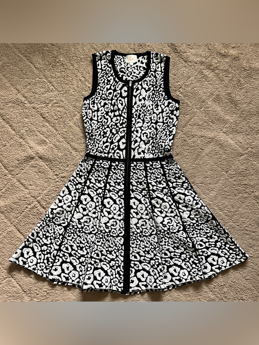 Parker Landon Leopard Jacquard Dress Preppy Old Money Elegant Wedding Guest Sz S